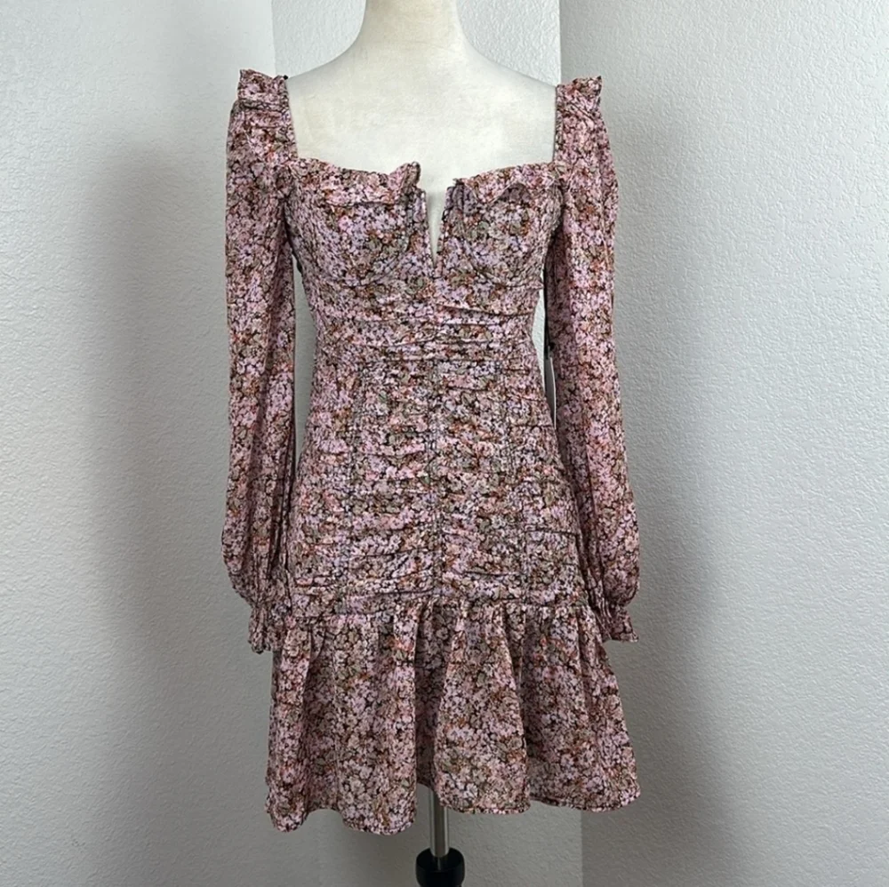 NWOT ASTR  Carmella Dress Black Pink Floral Medium - Picture 8 of 13